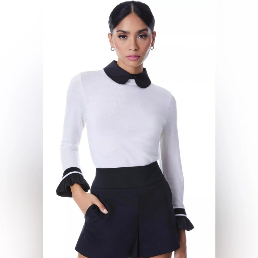 NWT $440 Alice and Olivia Justina Combo Sweater - Picture 2 of 8